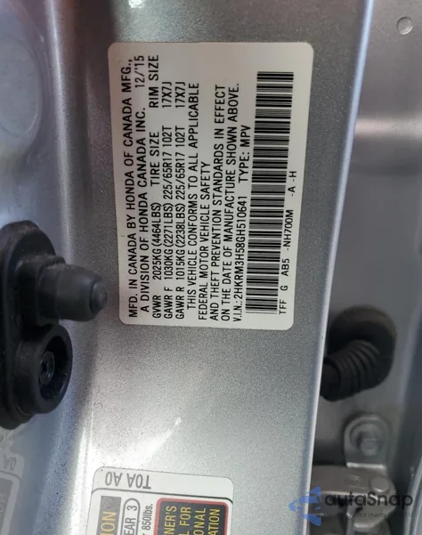 2016 Honda Cr-V Ex z USA, uszkodzony, nr VIN 2HKRM3H58GH510641